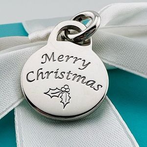 Tiffany Merry Christmas Round Tag Charm